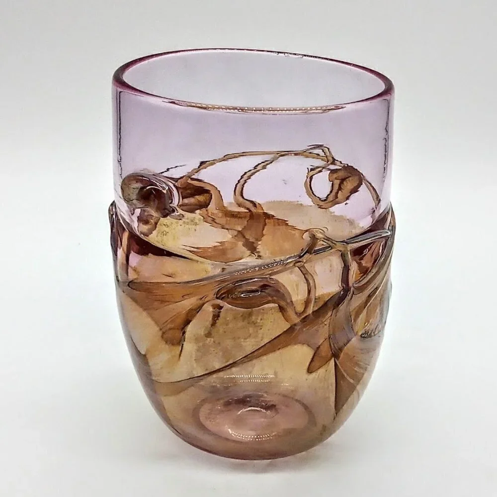 Vintage 1990s Warren Handblown Studio Art Glass Tumbler Vase
